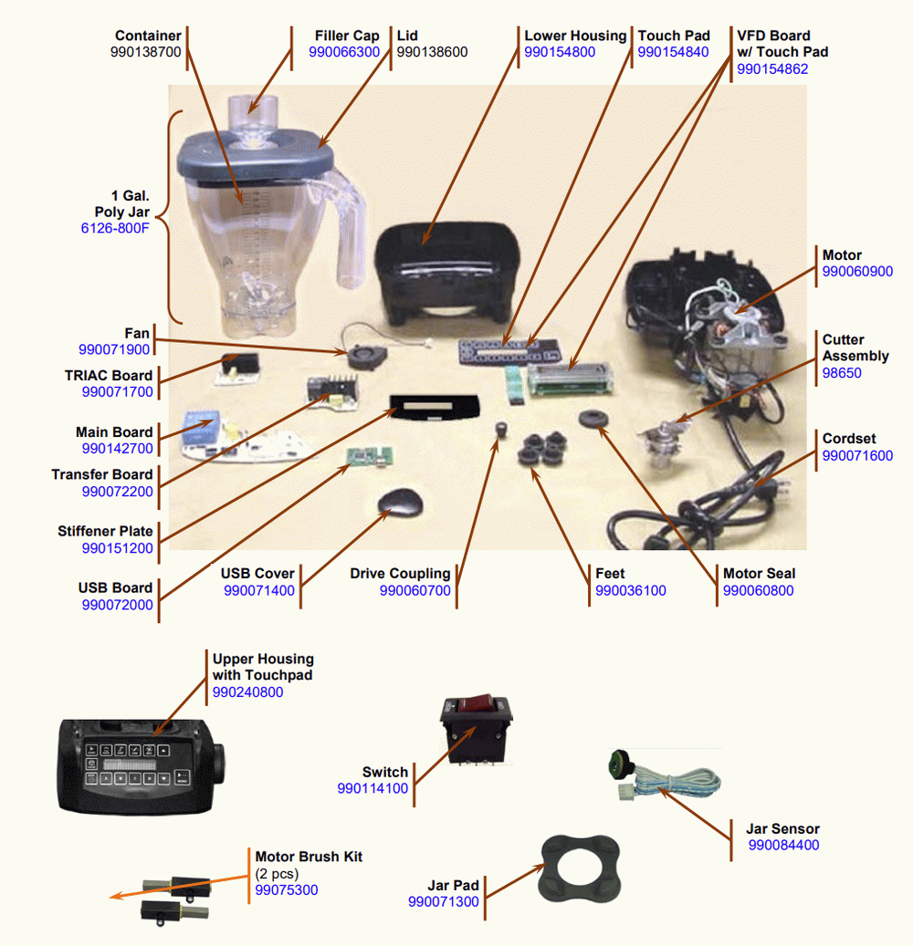 Diagram Diagram and Parts List for HBF800-CD-N  Hamilton Beach Blender